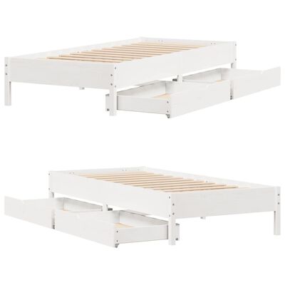 vidaXL Bedframe zonder matras massief grenenhout wit 140x200 cm