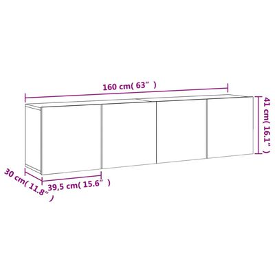 vidaXL Tv-meubels 2 st wandgemonteerd 80x30x41 cm gerookt eikenkleurig