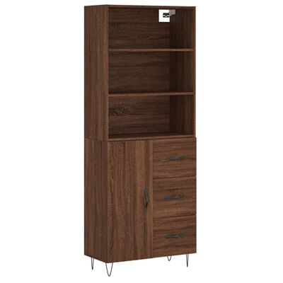 vidaXL Hoge kast 69,5x34x180 cm bewerkt hout bruin eikenkleur