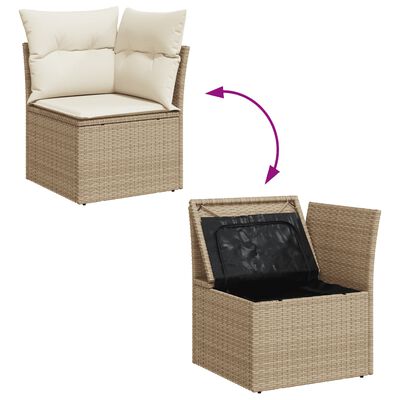 vidaXL 6-delige Loungeset met kussens poly rattan beige