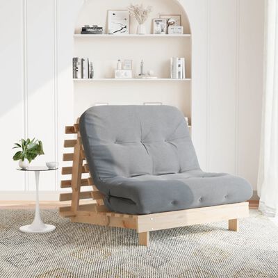 vidaXL Futon slaapbank met matras 100x206x11 cm massief grenenhout