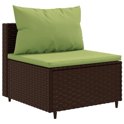 vidaXL 6-delige Loungeset met kussens poly rattan bruin