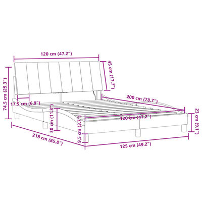 vidaXL Bedframe met LED-verlichting fluweel donkergrijs 120x200 cm