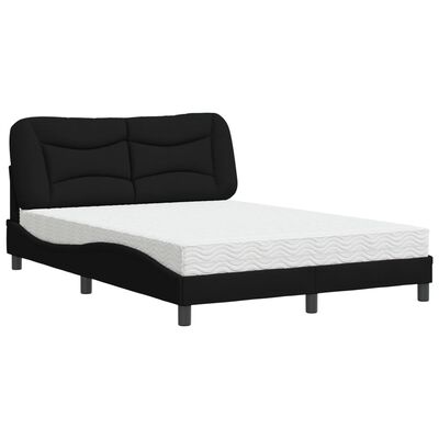 vidaXL Bed met matras stof zwart 140x200 cm