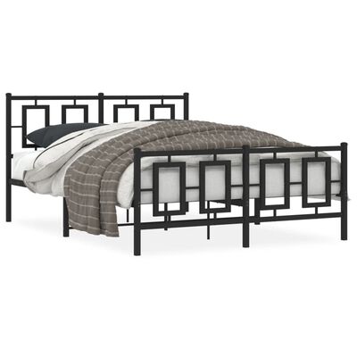 vidaXL Bedframe met hoofd- en voeteneinde metaal zwart 140x200 cm