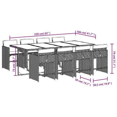 vidaXL 9-delige Tuinset poly rattan zwart