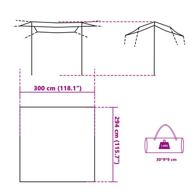 vidaXL Kampeerluifel waterdicht 300x294 cm grijs en oranje