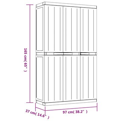 vidaXL Tuinkast 97x37x165 cm polypropeen grijs en zwart