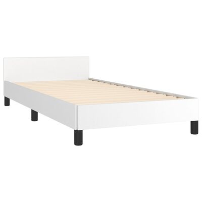 vidaXL Bedframe met hoofdbord kunstleer wit 90x200 cm