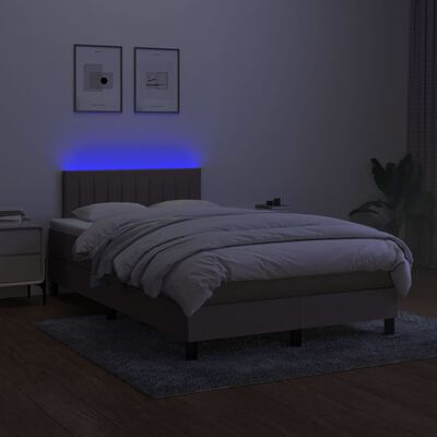 vidaXL Boxspring met matras en LED stof taupe 120x200 cm