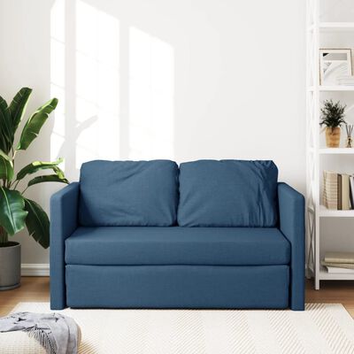 vidaXL Slaapbank vloermodel 2-in-1 112x174x55 cm stof blauw