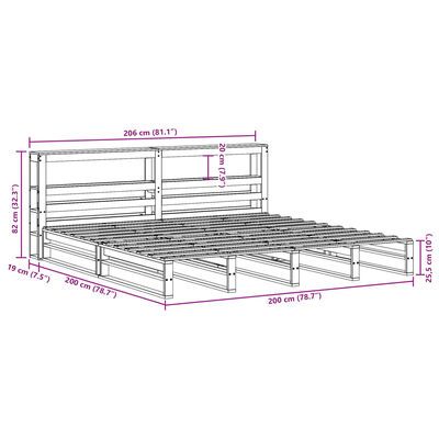 vidaXL Bedframe zonder matras massief grenenhout wasbruin 200x200 cm