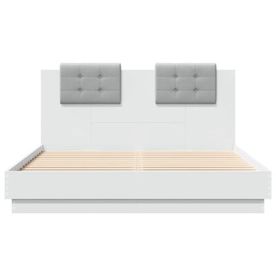 vidaXL Bedframe met hoofdbord bewerkt hout wit 120x200 cm