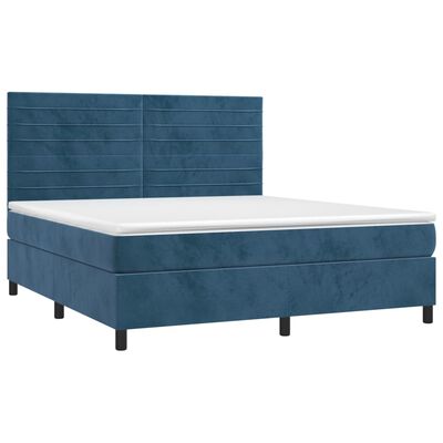 vidaXL Boxspring met matras fluweel donkerblauw 160x200 cm