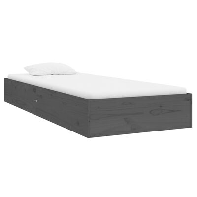 vidaXL Bedframe massief hout grijs 75x190 cm