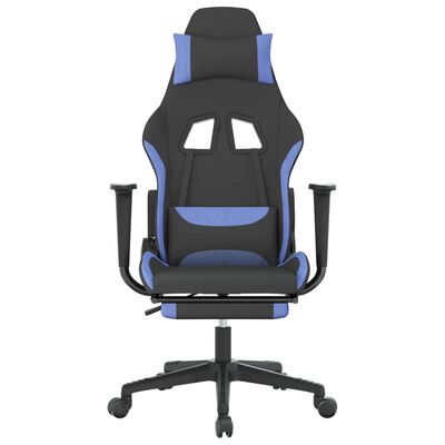 vidaXL Gamestoel met voetensteun stof zwart en blauw