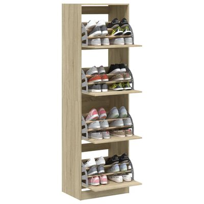 vidaXL Schoenenkast met 4 klaplades 60x42x204 cm sonoma eikenkleurig