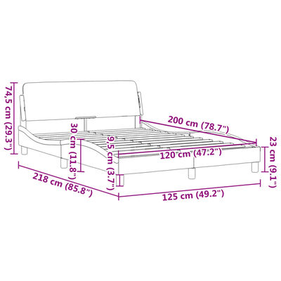 vidaXL Bedframe met hoofdeinde zonder matras 120x200 cm stof blauw