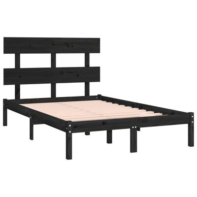 vidaXL Bedframe massief hout zwart 140x190 cm