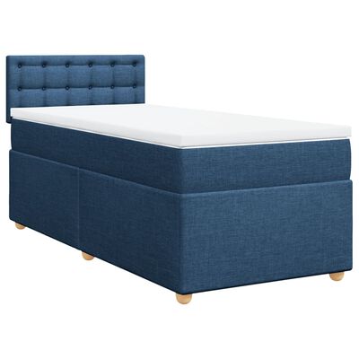 vidaXL Boxspring met matras stof blauw 80x200 cm