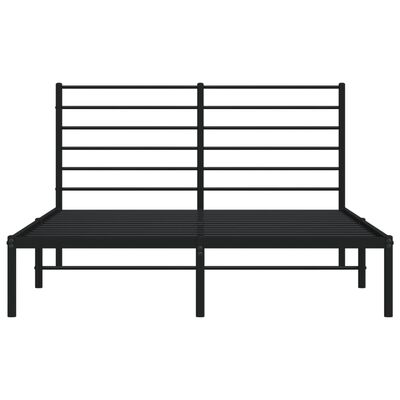 vidaXL Bedframe met hoofdbord metaal zwart 135x190 cm