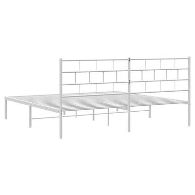 vidaXL Bedframe met hoofdbord metaal wit 193x203 cm