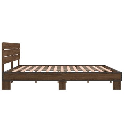 vidaXL Bedframe bewerkt hout metaal bruin eikenkleur 180x200 cm