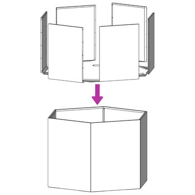 vidaXL Plantenbak zeshoek 46x40x45 cm staal wit