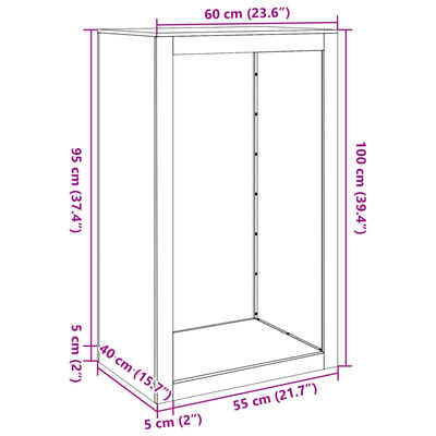 vidaXL Haardhoutrek 60x40x100 cm staal zwart