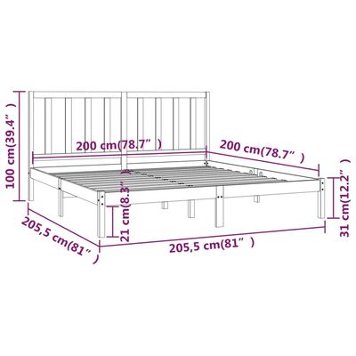 vidaXL Bedframe massief grenenhout wit 200x200 cm