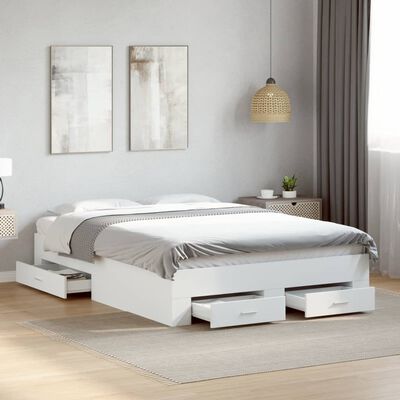 vidaXL Bedframe met lades bewerkt hout wit 120x190 cm