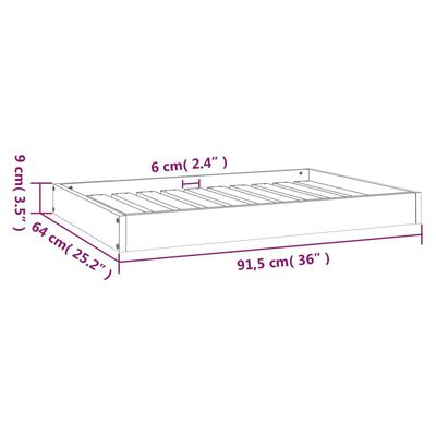 vidaXL Hondenmand 91,5x64x9 cm massief grenenhout wit