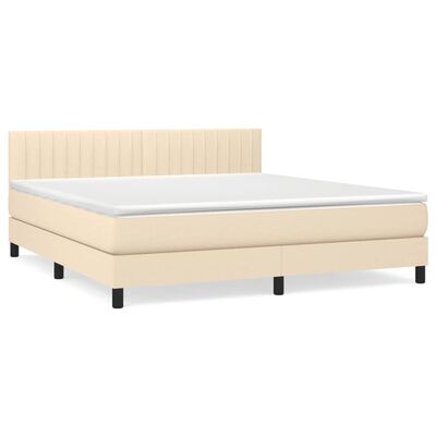 vidaXL Boxspring met matras stof crèmekleurig 180x200 cm