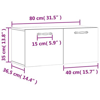 vidaXL Wandkast 80x36,5x35 cm bewerkt hout zwart