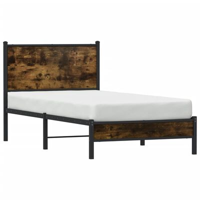 vidaXL Bedframe zonder matras metaal gerookt eikenkleurig 90x200 cm