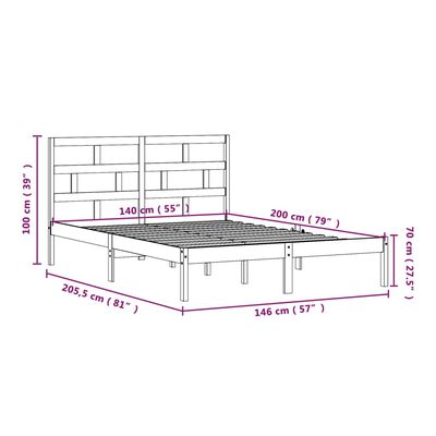 vidaXL Bedframe massief grenenhout wit 140x200 cm