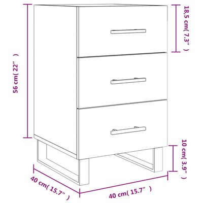 vidaXL Nachtkastje 40x40x66 cm bewerkt hout gerookt eikenkleurig