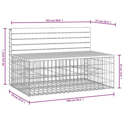 vidaXL Tuinbank schanskorfontwerp 103x70x65 cm massief grenenhout