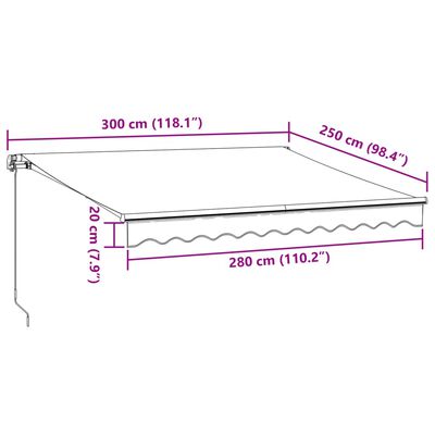 vidaXL Luifel handmatig uittrekbaar 300x250 cm bordeauxrood