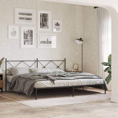 vidaXL Bedframe met hoofdbord metaal zwart 200x200 cm