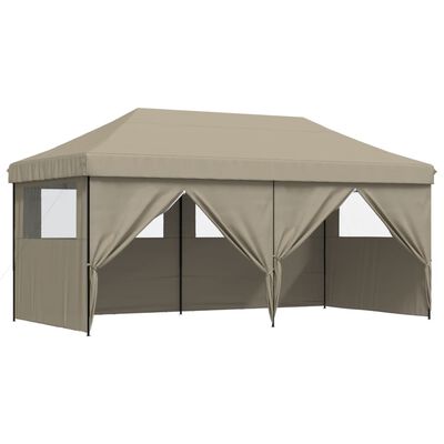 vidaXL Partytent inklapbaar pop-up met 4 zijwanden taupe