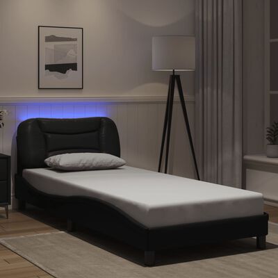 vidaXL Bedframe met LED-verlichting kunstleer zwart 90x200 cm