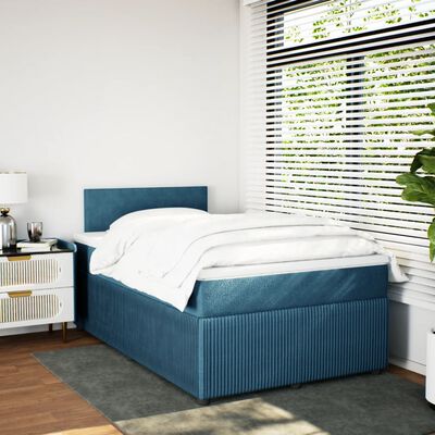 vidaXL Boxspring met matras fluweel blauw 120x190 cm