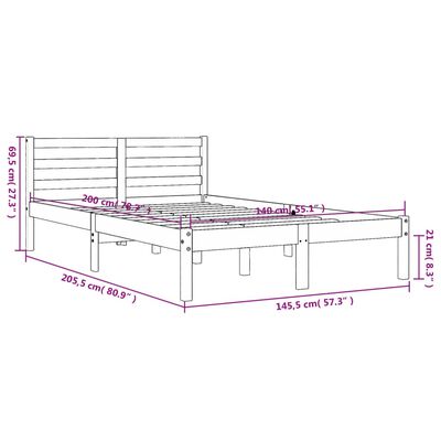 vidaXL Bedframe zonder matras massief grenenhout wasbruin 140x200 cm