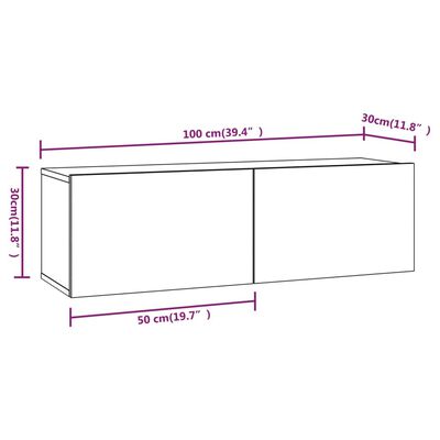 vidaXL Tv-wandmeubels 2 st 100x30x30 cm hout sonoma eikenkleurig