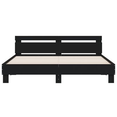 vidaXL Bedframe met hoofdeinde bewerkt hout zwart 200x200 cm