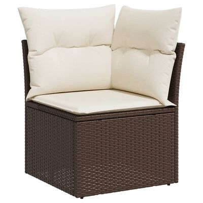 vidaXL 10-delige Loungeset met kussens poly rattan bruin