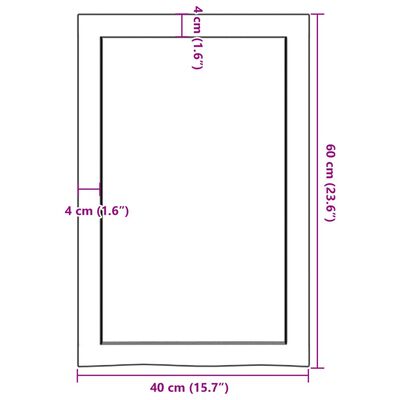 vidaXL Wastafelblad 40x60x(2-6) cm behandeld massief hout lichtbruin