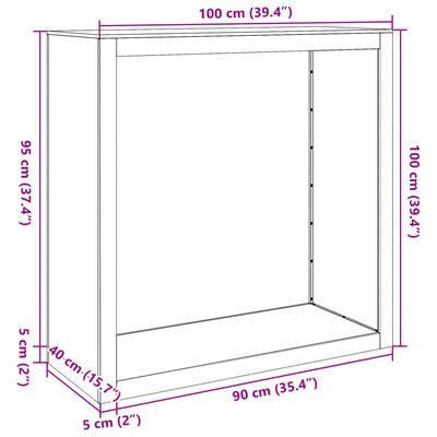 vidaXL Haardhoutrek 100x40x100 cm staal zwart