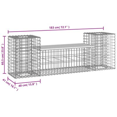 vidaXL Tuinbank schanskorfontwerp 183x41x60,5 cm massief grenenhout